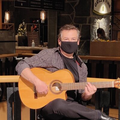 Vancouver Guitarist John Gilliat with Mask