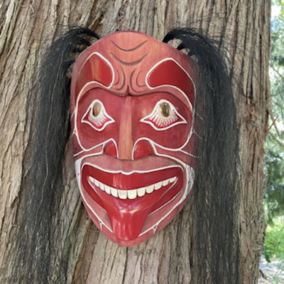 Vancouver First Nations Mask Carving - red mask