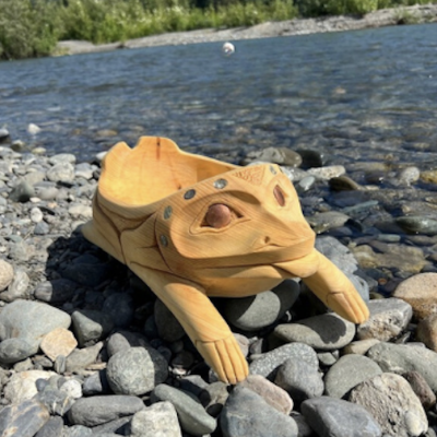 Vancouver First Nations Mask Carving - frog bowl