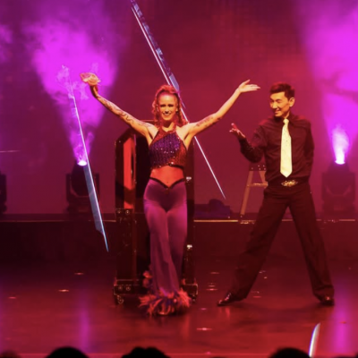 Vancouver magician Oslen making a girl appear